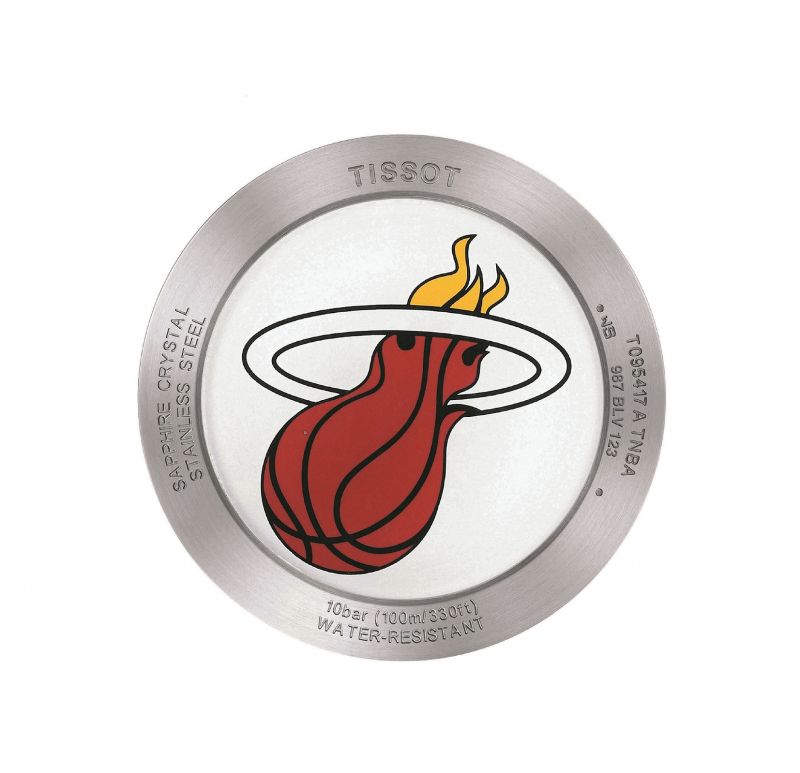 TISSOT Quickster 時捷系列 NBA 特別版腕錶搭載的熱火隊隊徽錶後蓋