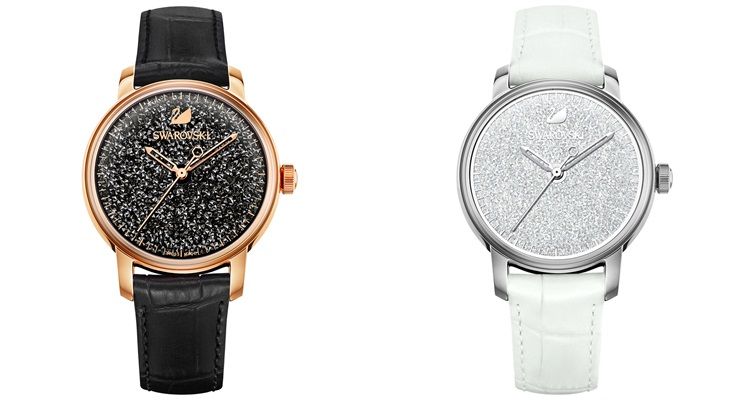 從原有 Crystalline 系列演變而來的圓拱形透視錶殼,綴有約4,000顆 Swarovski 水晶鑲飾,為其閃亮魅力帶來迷人詮釋。CRYSTALLINE HOURS手錶黑$45,000/白$42,500