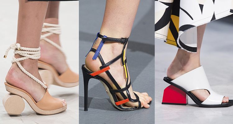 由左至右:Chalayan / Jean Pierre Braganza / Marni玩味幾何通常鞋子的設計總是依照腳的輪廓描繪,但如果在其中加入幾何圖形元素,馬上讓視覺效果呈現十分有趣的變化,有種突破框架的衝突感。