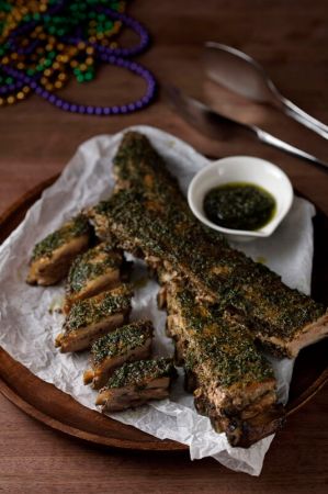 烤豬肋排佐綠香草醬 Roasted Pork Rib with Chimichurri Sauce