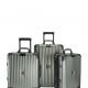 (左至右) MONCLER & RIMOWA 特別合作系列:歐規四輪登機箱(容積45升),NT$57,300;小型四輪行李箱(容積64升),NT$65,200;標準四輪登機箱(容積32升),NT$49,450。