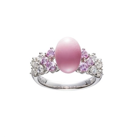 孔克珍珠鑽石粉紅「剛玉」戒指,Mikimoto