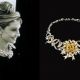 《Breakfast at Tiffany’s第凡內早餐》(1961年)奧黛莉赫本在第五大道Tiffany & Co.精品店櫥窗前,吃甜甜圈喝咖啡,從櫥窗外望著裡頭的珠寶說著:「在那兒吃早餐不會不愉快!」劇情中出現的128.54克拉枕形明亮式切割黃鑽緞帶項鍊,正是出自Tiffany之手,那一顆黃鑽至今一直都是為紐約總店的鎮店之寶。