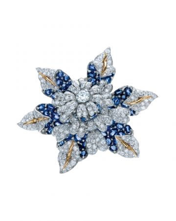 Jean Schlumberger設計的Tiffany & Co. Fleur de Mer藍寶石鑽石胸針