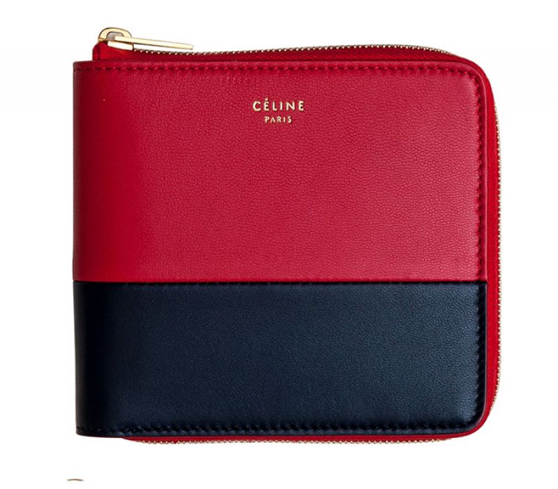 CelineSolo紅黑拼色小羊皮短夾 $16,500