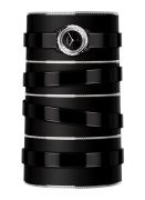 J12∙XS黑色頂級珠寶手鐲腕錶_大型款獨一無二作品,19毫米,石英機芯,黑色高科技精密陶瓷及18K白金錶殼,内錶圈鑲嵌長階梯形切割鑽石,黑色瑪瑙錶盤。黑色霧面皮革及18K白金手鐲飾以鑲鑽金邊,以黑色漆面小牛皮錶帶覆蓋。價格店洽