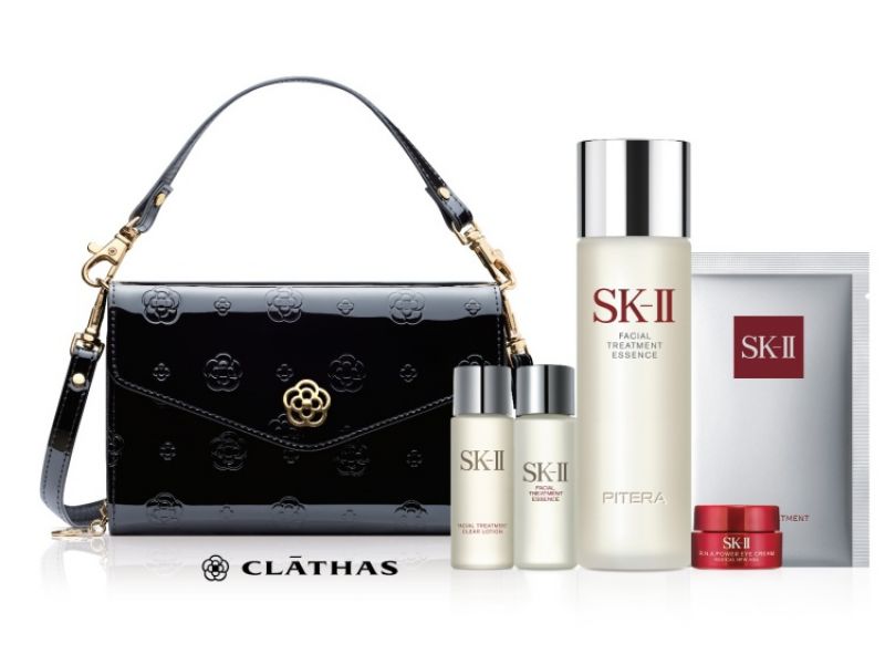 SK-II周年慶組合_亮采活膚組 【SK-II 青春露 160ml+SK-II 青春露 30ml+SK-II 亮采化粧水 30ml+SK-II R.N.A.超肌能緊緻大眼霜2.5g+SK-II 青春敷面膜 1片+日本CLATHAS經典山茶花派對手拿包(台灣限定)】特價 $4,032