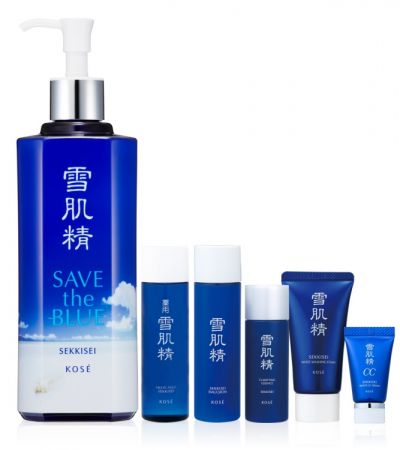 KOSE Save the Blue 公益大容量限定組【買藥用雪肌精 (Save the Blue海洋版) 500ML,送藥用雪肌精 45mL+雪肌精乳液 45mL+雪肌精晶透潤白潔顏皂10g+高絲精緻化粧棉 50枚】,NT$2,400,周年慶再享9折超值價NT$2,160 *不列入第一檻滿額贈