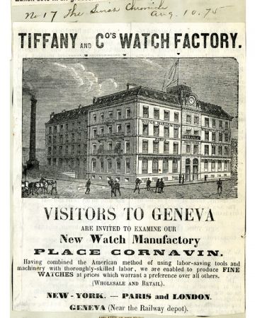 1874年,Tiffany在日內瓦的Place Cornavin建造了一棟當時最現代化的四層樓工坊