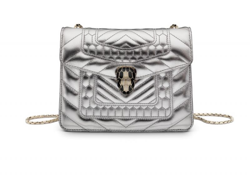 BVLGARI 2016 Winter Holidays Collection 銀白色小牛皮肩背包