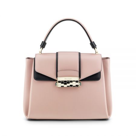 BVLGARI SERPENTI VIPER沙漠石英粉小牛皮手提肩背包,售價84,300 元