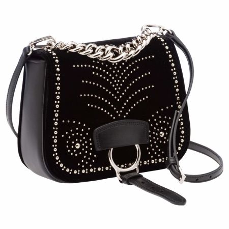 MIU MIU DAHLIA 天鵝絨鉚釘裝飾肩背包(小) $52,500