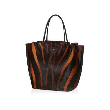 TOD'S 棕黑斑馬紋 Wave Shopping Bag NT$91,700
