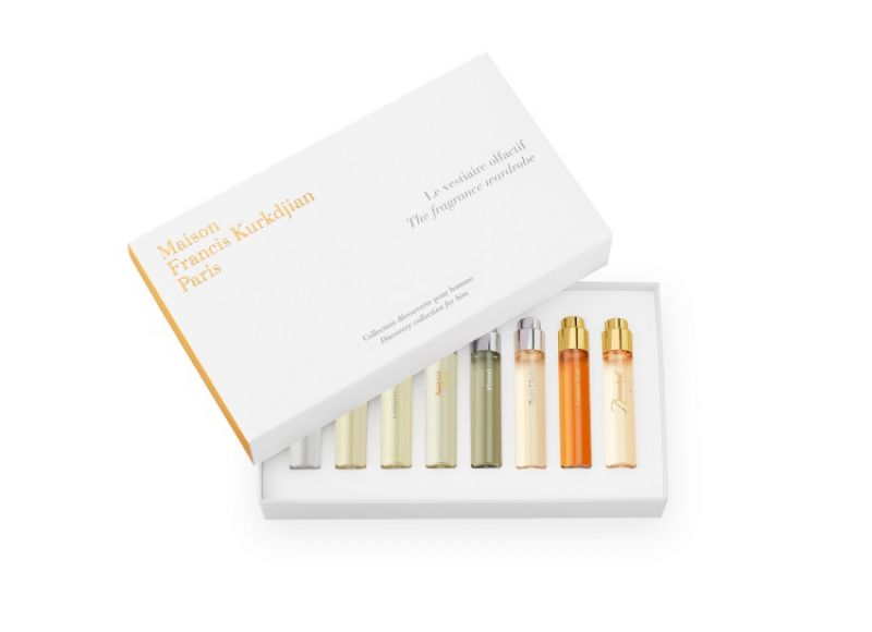 16/17 Fragrance Wardrobe for Him 男士香氛衣櫥:The Essentials: Aqua Universalis/永恆之水 香水。The Easy to Wear: Petit Matin/晨曦 淡香精、masculin Pluriel/多樣之香 香水、Amyris homme/阿米香樹之香 香水。The Cocktail Lounge: Baccarat Rouge 540/水晶之燄 淡香精、Grand Soir /深宵 淡香精、Lumière Noire femme/黑黯之光 香水、APOM femme/彷彿有我 香水。NT 5,880元