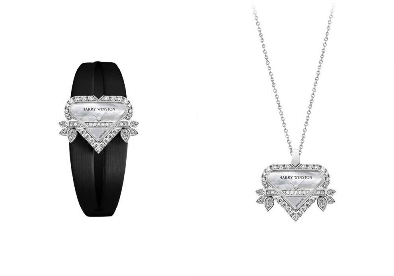 Harry Winston Rosebud Heart 珠寶時計也有兩種轉換方式