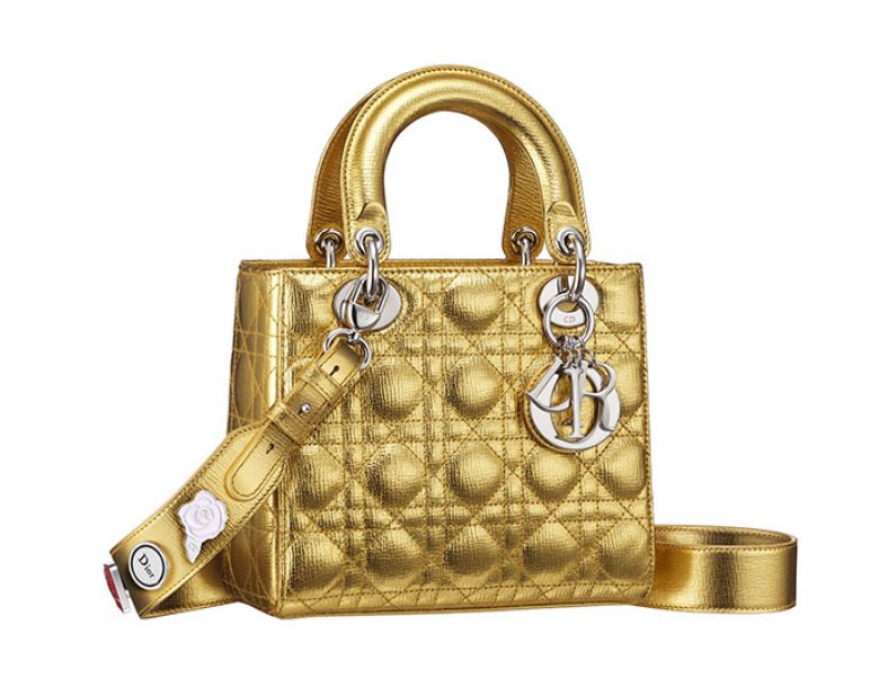 My Lady Dior金色藤格紋與幸運徽章揹帶提包NT$125,000