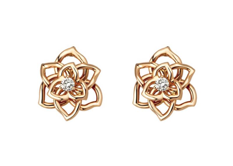Piaget Rose18K玫瑰金耳環鑲嵌2顆圓形美鑽(約0.12克拉)台幣參考售價98,000
