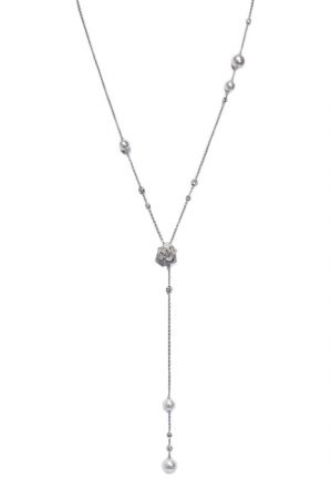 Piaget Rose 墜鍊18k白金鑲嵌99顆圓形美鑽(約2.47克拉)3顆Akoya珍珠2顆南海珍珠G37U9465台幣參考售價725,000元