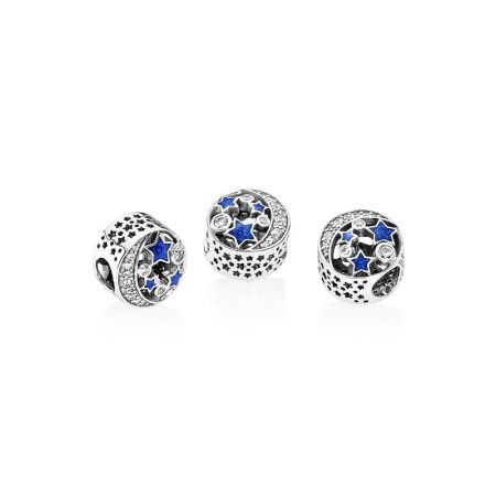 PANDORA 懷舊夜空藍色琺瑯鋯石925銀串飾 NT$2,680