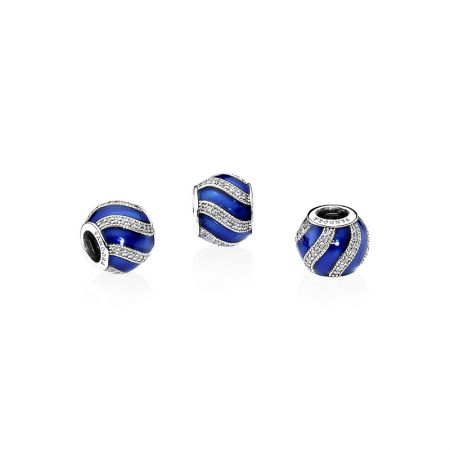 PANDORA 藍色裝飾球藍色琺瑯鋯石925銀串飾 NT$2,680