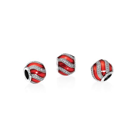 PANDORA 紅色裝飾球紅色琺瑯鋯石925銀串飾 NT$2,680