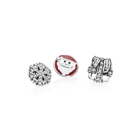 PANDORA 聖誕奇蹟白色及黑色琺瑯鋯石925銀小配飾 NT$1,780