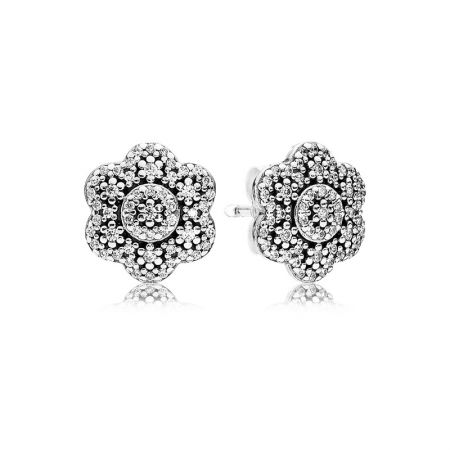 PANDORA 凝冰花卉鋯石925銀耳環 NT$3,180