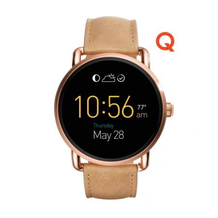 Fossil Q Wander 觸控式螢幕配淺咖啡色皮革錶帶(FTW2102),NT$10,500
