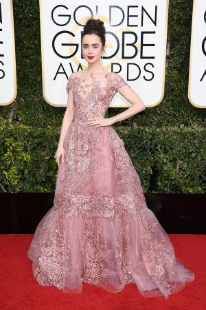 莉莉柯林斯 Lily Collins 穿戴 Harry Winston 珠寶