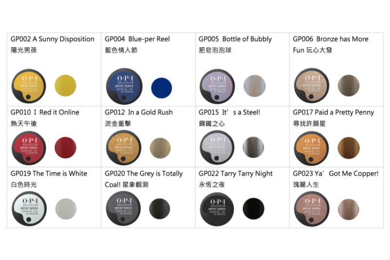 OPI Gelcolor Artist Series藝術家膠糖光繚系列,12款新色 6ml/ $1,600