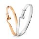 GEORG JENSEN TORUN 204系列 (左)玫瑰金鑲鑽手鐲 (右)男士寬版純銀手鐲 NT$13,600-149,400
