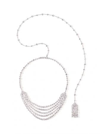 白K金鑲嵌鑽石裝飾項鍊,Piaget。