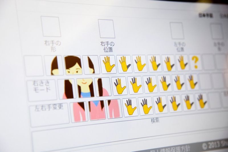 SLinto 的使用者可以藉由選擇手指動作及手掌位置,查詢手語中的字詞。