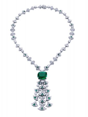 BVLGARI Italian Extravaganza 系列 頂級祖母綠與鑽石鉑金項鍊(262157)