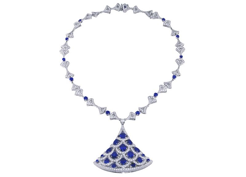 BVLGARI Italian Extravaganza 系列 頂級藍寶石與鑽石白金項鍊(261423)