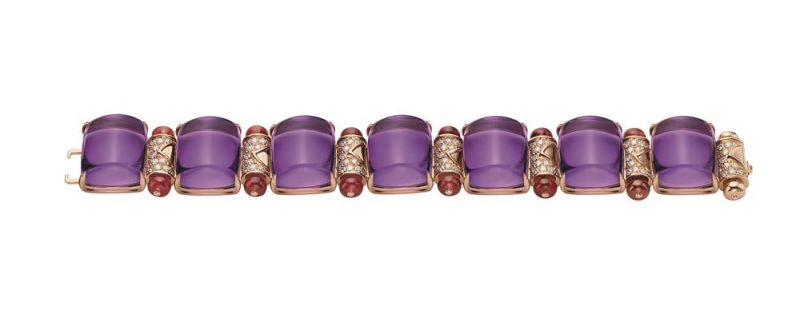 玫瑰金鑲嵌紫水晶與鑽石手鍊,Bulgari