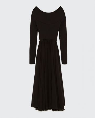 ZARA 一字領雪紡洋裝 NT4990