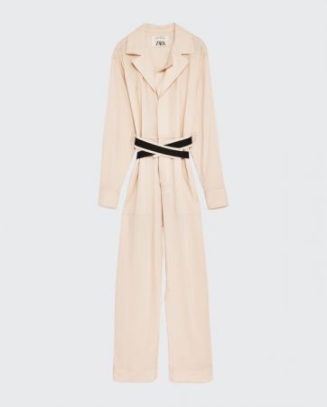 ZARA 拼接腰帶連身長褲 NT6490