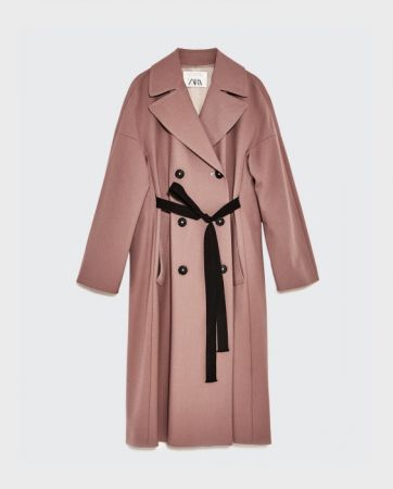 ZARA 粉紅色雙排扣大衣 NT7490