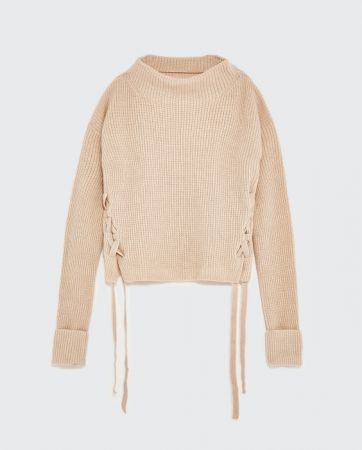 ZARA 綁帶設計喀什米爾羊毛針織衫 NT5490