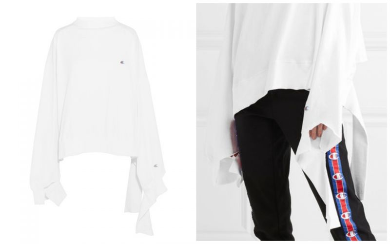 不規則袖擺大學Tee。