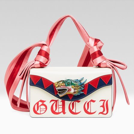 龍頭裝飾緞帶包,Gucci。