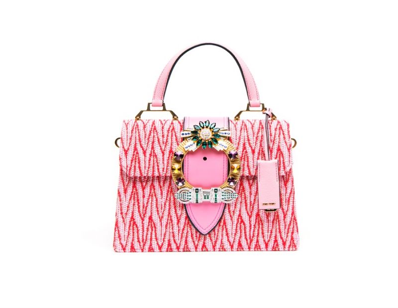 MIU MIU MIU Lady 水晶扣環手提包(粉)