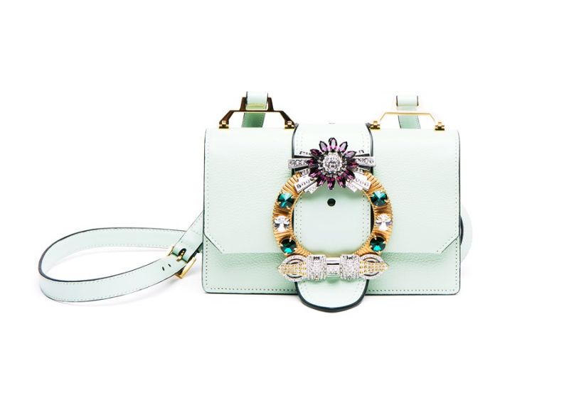 MIU MIU MIU Lady 薄荷綠扣環肩背包
