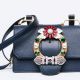 MIU MIU 水晶釦環山羊皮手提包(黑) $71,500
