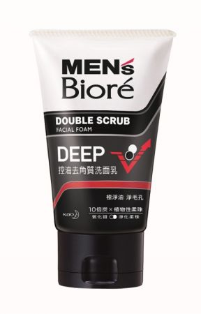 MEN's Biore 男性專用控油洗顏系列,100g,NT$ 135(DEEP控油去角質、ACNE控油抗痘、WHITE控油抗暗沉、HYDRATE控油保水)