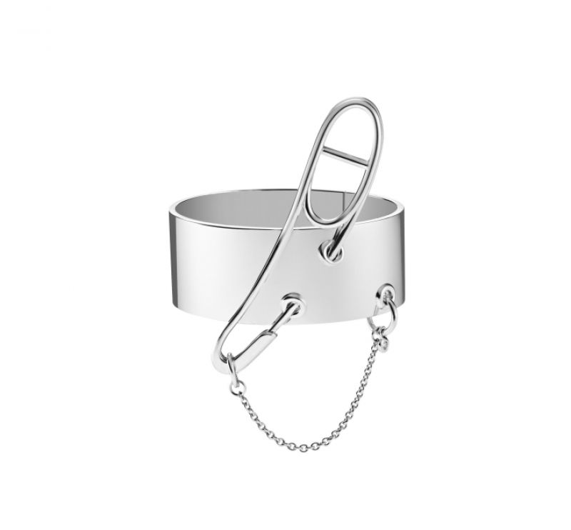 鑲單鑽純銀手環,Hermès,NT263,700。