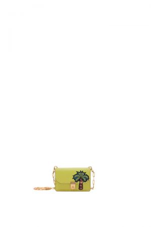 芥末黃皮革鍊包,Valentino。
