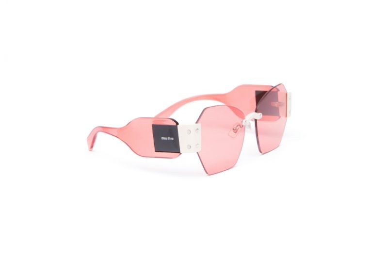 復古粉色透明太陽眼鏡,Miu Miu。