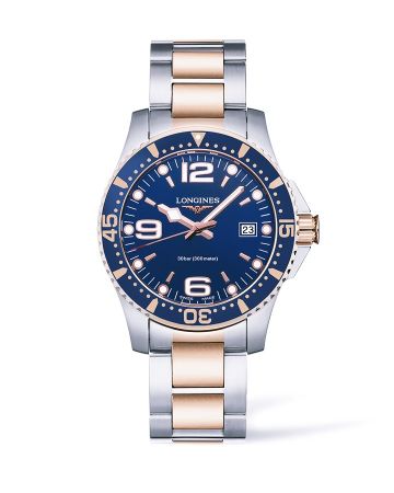 浪琴表深海征服者系列海藍色面盤雙色金潛水錶(L3.740.3.98.7),建議售價NT$36,300